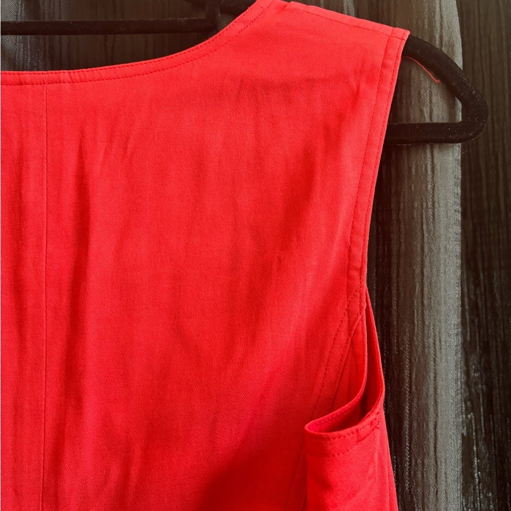 Theory Adelize Habitat‎ Notch V Engine Red Dress Size 6 - Picture 11 of 11